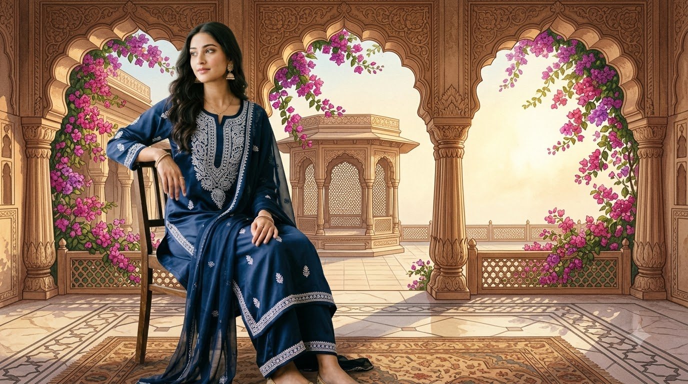 Midnight Blue Chikankari