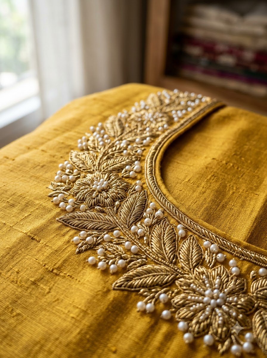 Rang - Mustard Pure Tussar Silk Suit Set with Deep Maroon Banarasi Organza Dupatta - Image 3