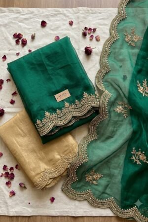 Emerald Green Scallop Organza - AURA