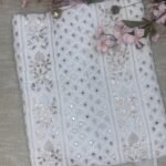 Glacier White Viscose Georgette Gotta Patti Work Kurti Fabric Only