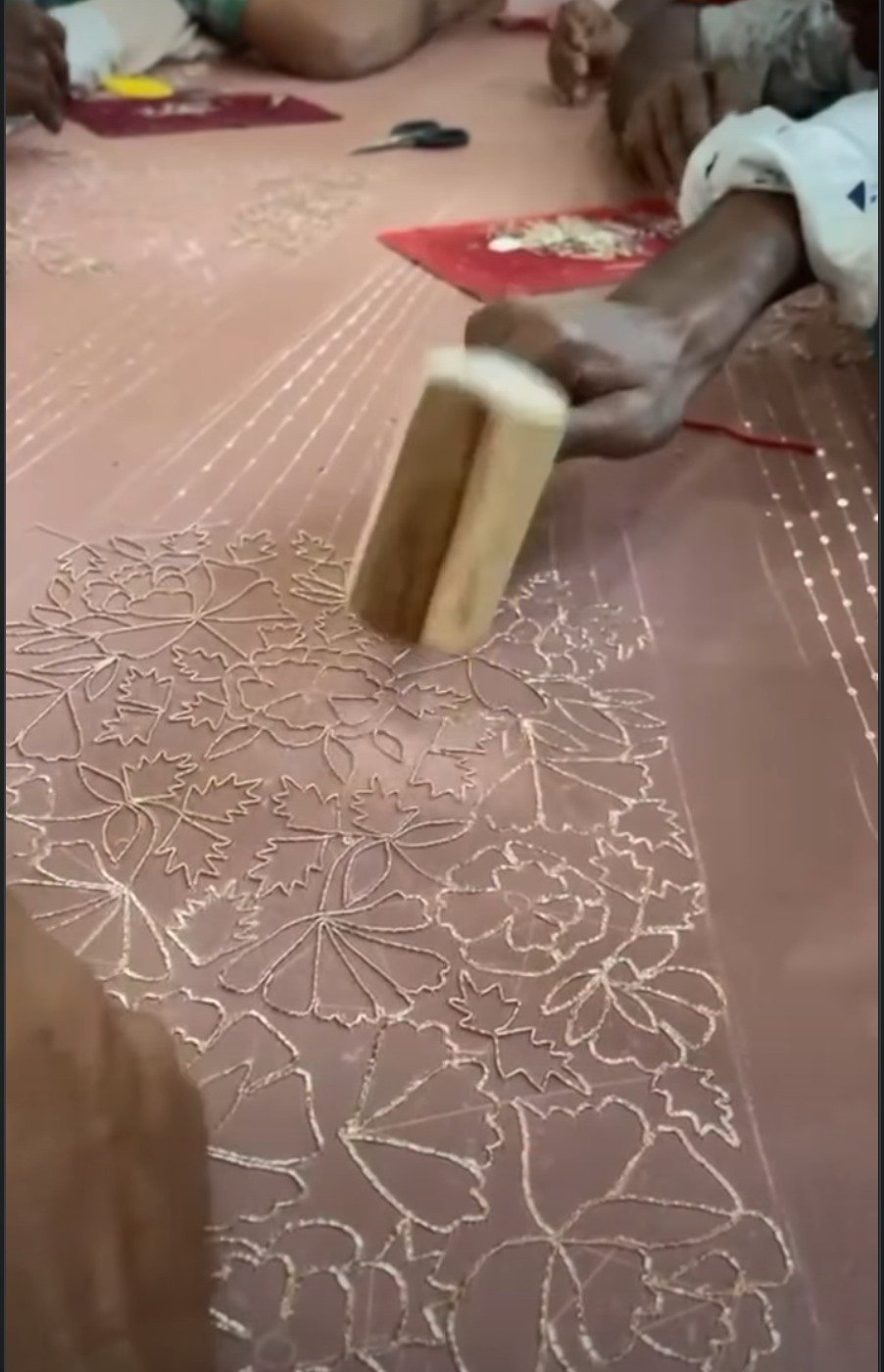 Fine chikankari embroidery detail