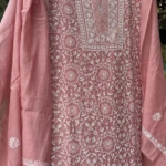 Mauve Pink Mul Chanderi Fine Chikankari Embroidery embellished with delicate Sequins & Cut Dana