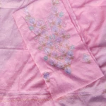 Pink Mul Chanderi Hand Embroidery embellished with Moti Sequins & Cut Dana with Multi-coloured Resham thread highlights